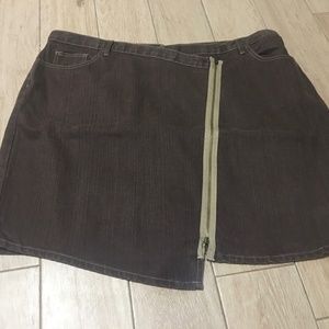 NWOT Ashley Stewart Plus Sz 26  Brown Denham Skirt w/ Tan Zippers